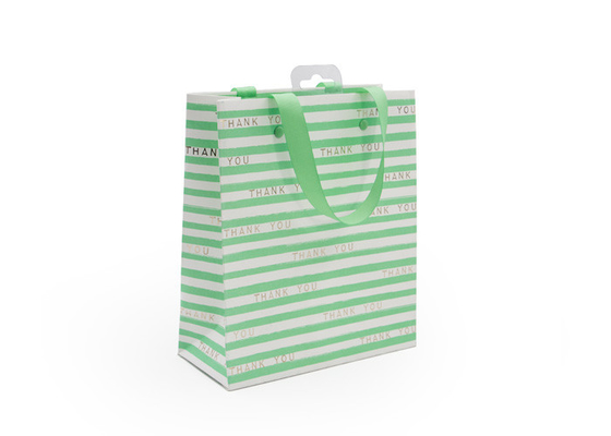 Good price Green Eco Friendly Striped Paper Bags Dengan Menangani Laminasi Mengkilap on line