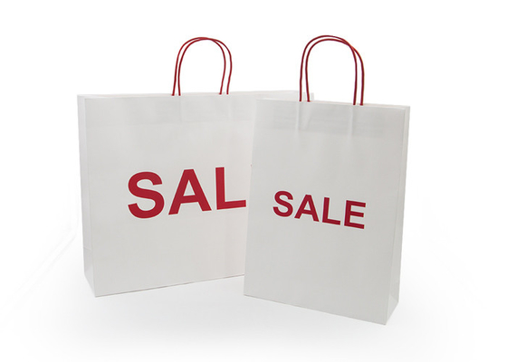 Good price Eco friend tas kertas kraft putih cetak kustom tas belanja dengan pegangan on line
