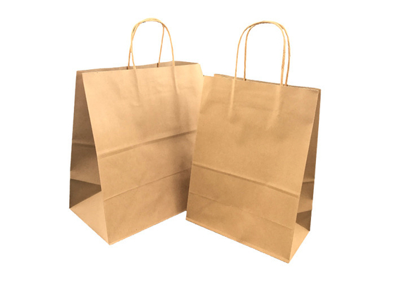 Good price Kantong kertas Kraft coklat daur ulang untuk mengambil makanan dengan pegangan Foil Stamping on line