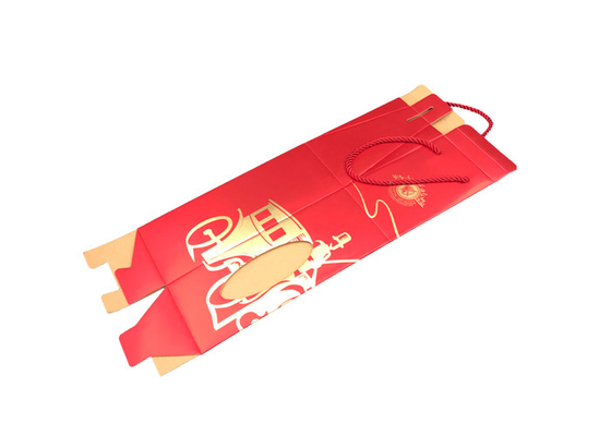 Good price Kemasan Kotak Hadiah Anggur Merah Mewah Bergelombang Dengan Pegangan Merah Logo Disesuaikan on line