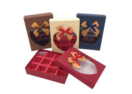 Good price Kotak Hadiah Cokelat Kecil Mewah Dengan Busur Pita Dan Jendela Berbentuk Hati on line