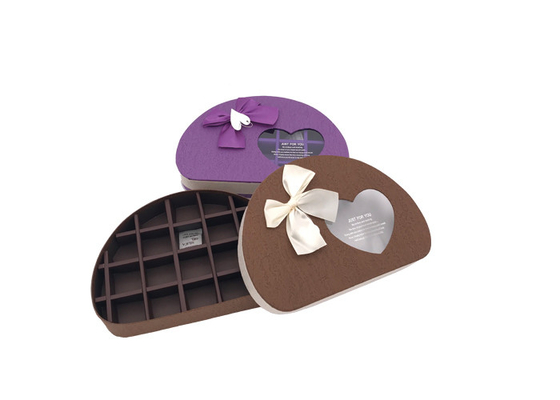 Good price Kotak Cokelat Bulat Setengah Indah Dengan Busur Pita Dan Jendela Bening, Ungu on line